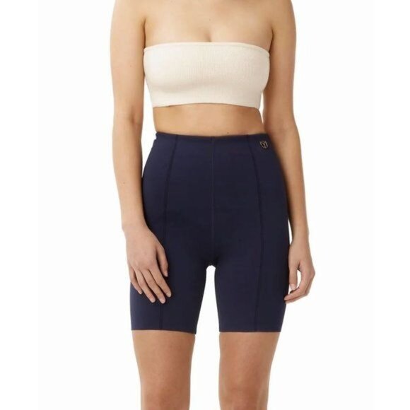 Dodiee Hailey Sculpt Knit Biker Shorts in Navy Blue - Picture 1 of 5